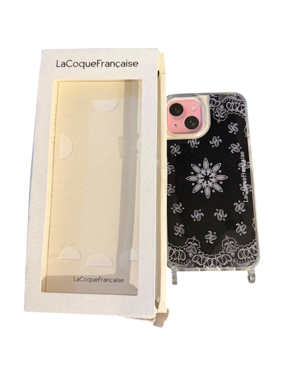 LaCoqueFrançaise Iphone 15 Bandana Pattern Black Protective Case